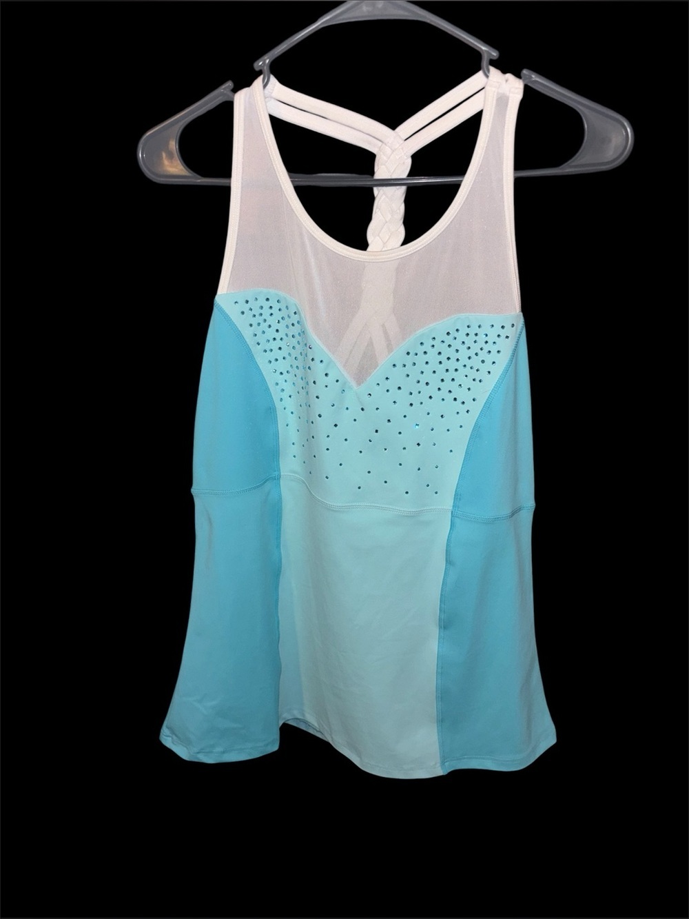 DISNEY inspo FROZEN WOMEN'S ATHLETIC TANK Light Blue and White Flow Tank NWOT XX - Picture 6 of 12